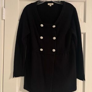 Black Cashmere Cardigan with Jewel Buttons